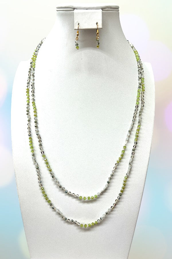 Long Sparkling Bead Necklace Set
