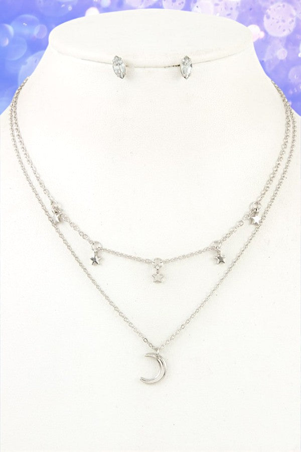 DOUBLE CHAIN LINK STAR NECKLACE SET