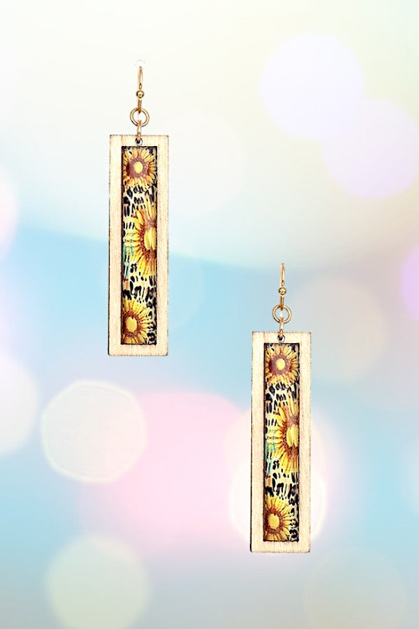 Faceted Mix Print Drop Earring