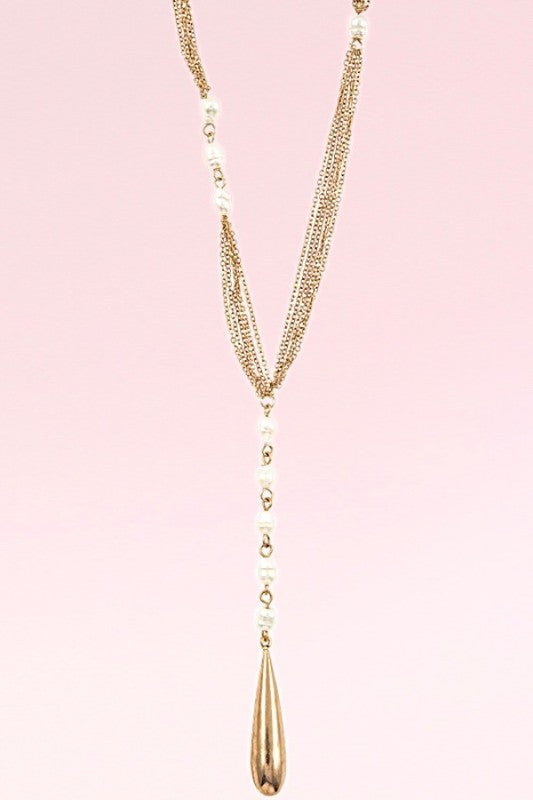Water Pearl Multi Chain Long Necklace