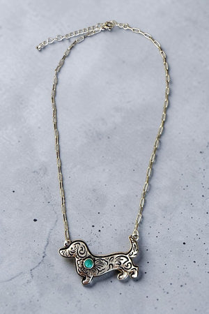 TQ GEM ACCENT DACHSHUND PENDANT CHAIN NECKLACE