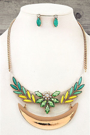 GEM ORNATE BIB NECKLACE AND MATCHING EARRING SET