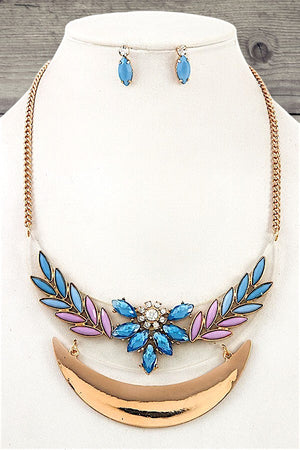 GEM ORNATE BIB NECKLACE AND MATCHING EARRING SET