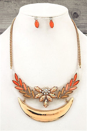 GEM ORNATE BIB NECKLACE AND MATCHING EARRING SET