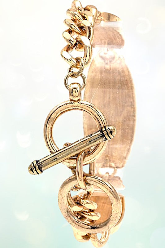 ST FRANCIS PRAYER ETCHED CHAIN LINK BRACELET