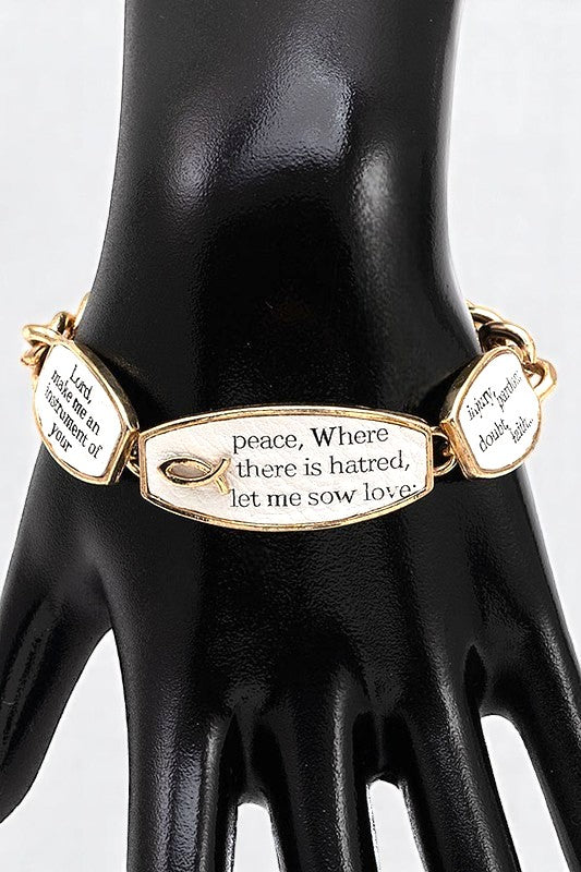 ST FRANCIS PRAYER ETCHED CHAIN LINK BRACELET