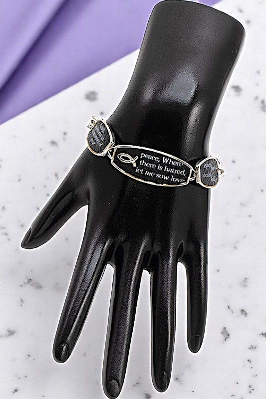 ST FRANCIS PRAYER ETCHED CHAIN LINK BRACELET