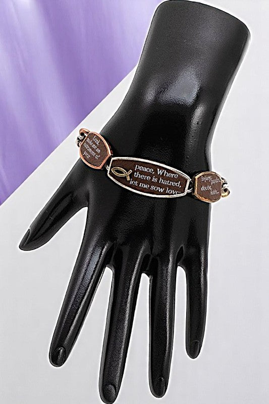 ST FRANCIS PRAYER ETCHED CHAIN LINK BRACELET