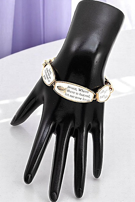 ST FRANCIS PRAYER ETCHED CHAIN LINK BRACELET