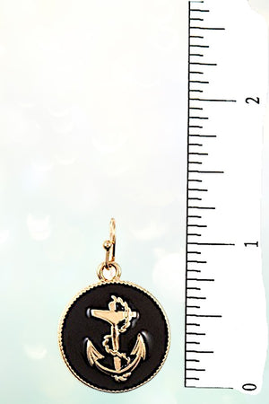 ANCHOR ETCHED DISK STATIONED LONG NECKLACE AND EARRING SET