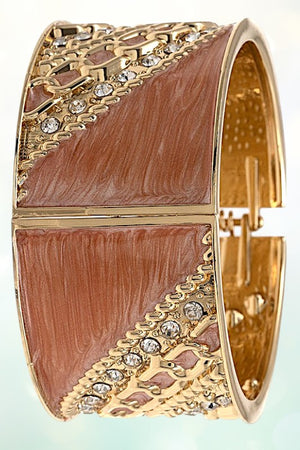 RHINESTONE ETCHED ACCENT HINGE BRACELET