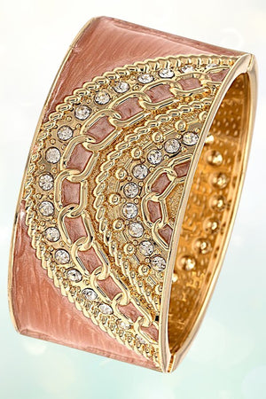 RHINESTONE ETCHED ACCENT HINGE BRACELET