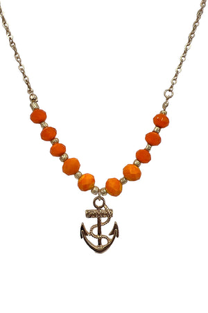 Faceted Glass Bead Anchor Pendant Necklace Set