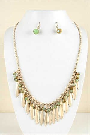 GEM BEAD BAR DROP BIB NECKLACE SET