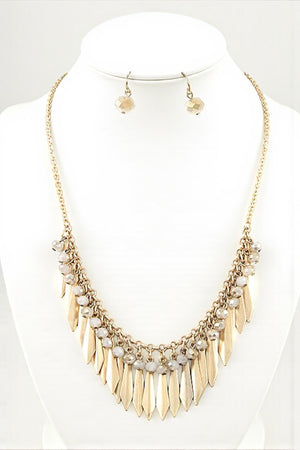 GEM BEAD BAR DROP BIB NECKLACE SET