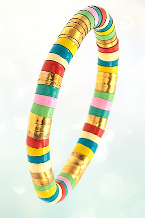 VIBRANT MULTI COLOR TUBE BEAD STRETCH BRACELET