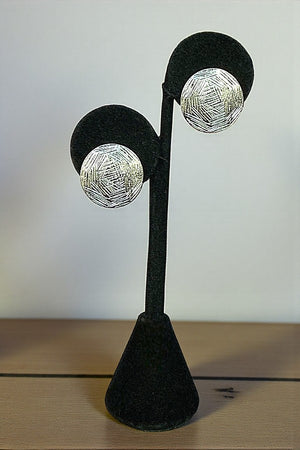 SCRATCHED ROUND SILVER POST EARRING
