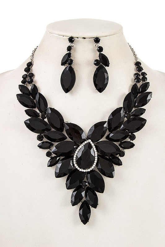 FACETED CRYSTAL EVENING NECKLACE SET