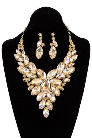FACETED CRYSTAL EVENING NECKLACE SET