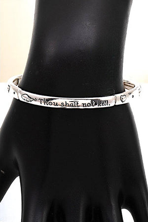 MESSAGE AND HEART ETCHED STRETCH BRACELET
