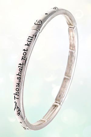 MESSAGE AND HEART ETCHED STRETCH BRACELET