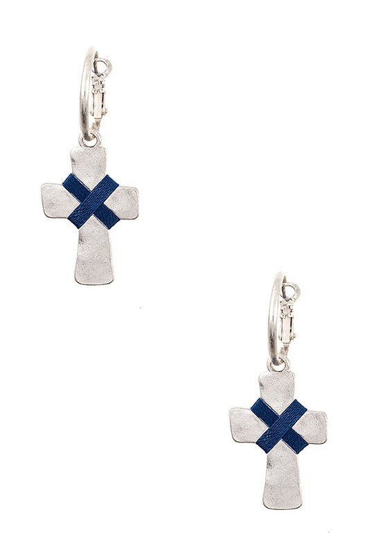 WRAPPED CROSS DANGLE EARRING