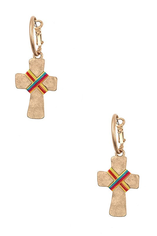 WRAPPED CROSS DANGLE EARRING