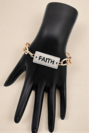 ETCHED FAITH PLATE CHAIN BRACELET