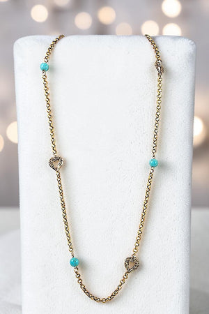 TQ GEM ACCENT HEART CHAIN LINK LONG NECKLACE
