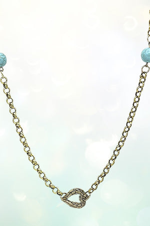 TQ GEM ACCENT HEART CHAIN LINK LONG NECKLACE