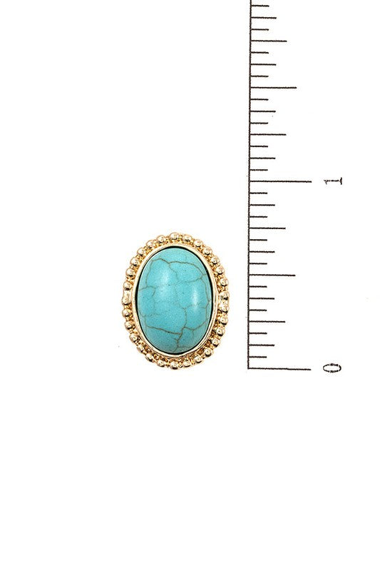 OVAL FRAMED GEM POST EARRING