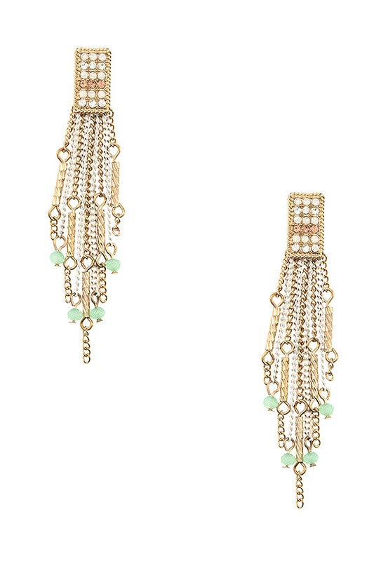 RHINESTONE ACCENT MULTI CHAIN DANGLE EARRING