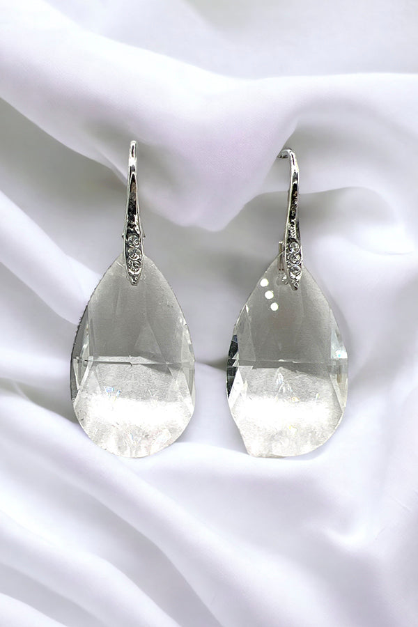 Faceted Glass Teardrop Earring