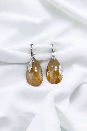 Faceted Glass Teardrop Earring