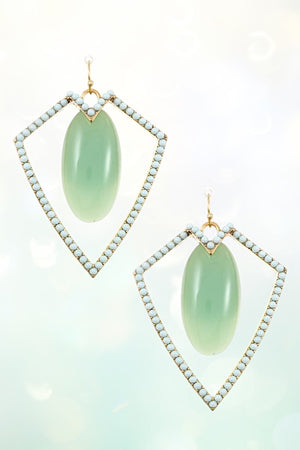 DOTTED FRAMED OMBRE GEM STONE EARRING