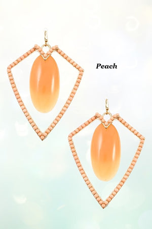 DOTTED FRAMED OMBRE GEM STONE EARRING