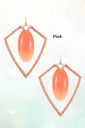 DOTTED FRAMED OMBRE GEM STONE EARRING