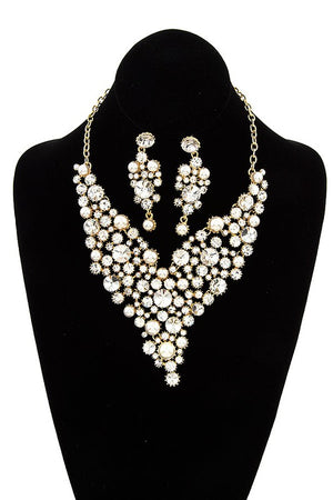 CRYSTAL GEM BIB EVENING NECKLACE SET