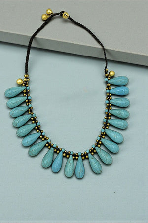 TQ TEARDROP GEM FRINGE BIB NECKLACE
