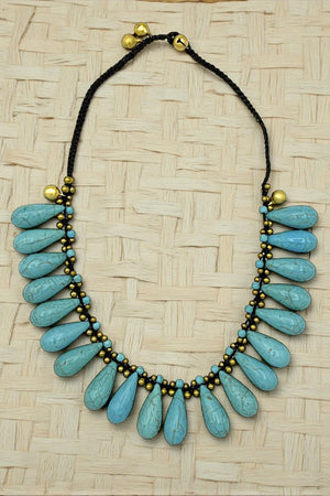 TQ TEARDROP GEM FRINGE BIB NECKLACE