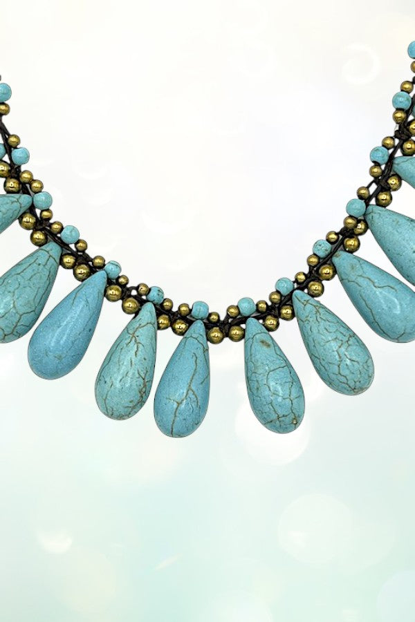 TQ TEARDROP GEM FRINGE BIB NECKLACE