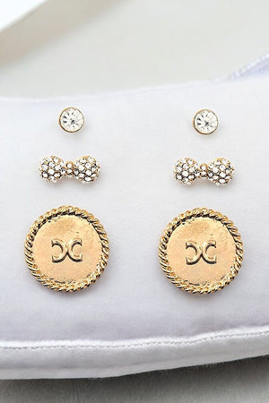 RHINESTONE PAVE FASHION POST EARRING SET