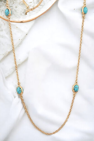 Elongated Gem Bead Necklace Set