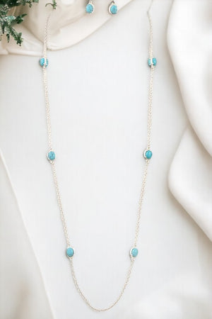 Elongated Gem Bead Necklace Set