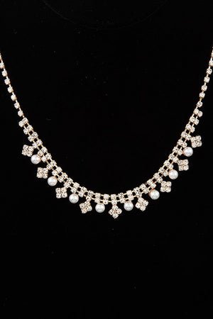 RHINESTONE AND PEARL NECKLACE