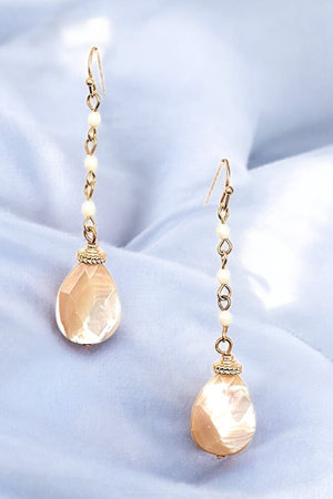 DROP BEADED TEARDROP GEM DANGLE EARRING