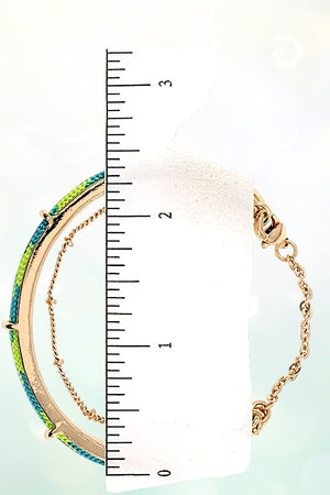 MULTI COLOR ROPE AND CHAIN CUFF BRACELET