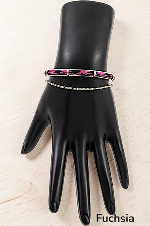 MULTI COLOR ROPE AND CHAIN CUFF BRACELET