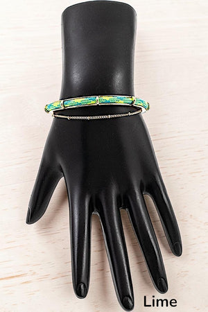 MULTI COLOR ROPE AND CHAIN CUFF BRACELET