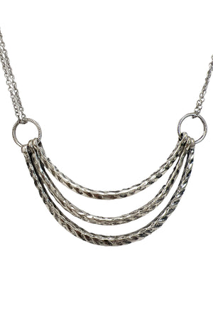 Long Curved Metal Pendant Necklace Set